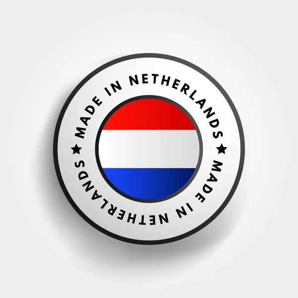 Hecho Holanda Emblema Texto Distintivo Fondo Concepto — Vector de stock