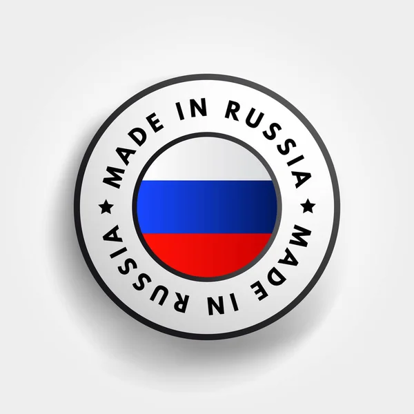 Made Russia Emblema Del Testo Distintivo Sfondo Concetto — Vettoriale Stock