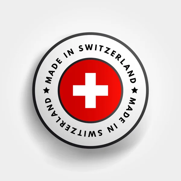 Made Switzerland Crachá Emblema Texto Fundo Conceito — Vetor de Stock