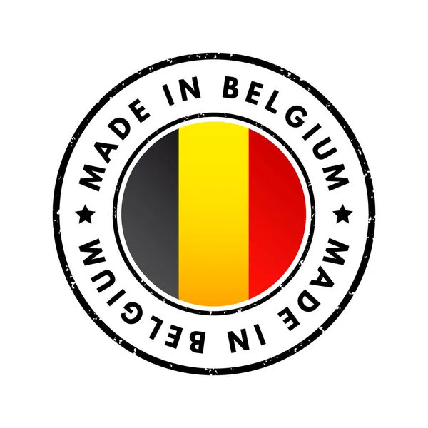 Hecho Bélgica Emblema Texto Distintivo Fondo Concepto — Vector de stock
