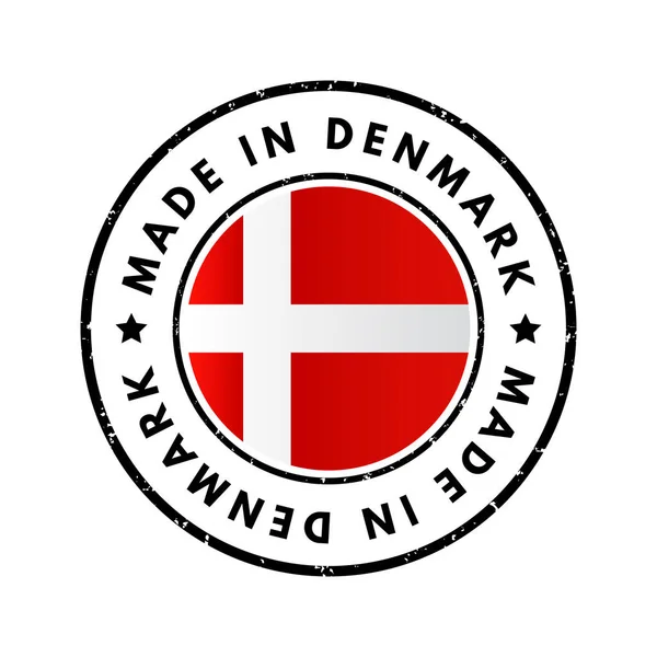 Feito Dinamarca Emblema Texto Emblema Fundo Conceito — Vetor de Stock