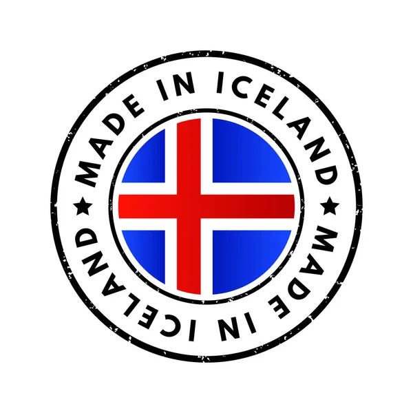 Insigne Emblème Texte Fabriqué Islande Arrière Plan Concept — Image vectorielle