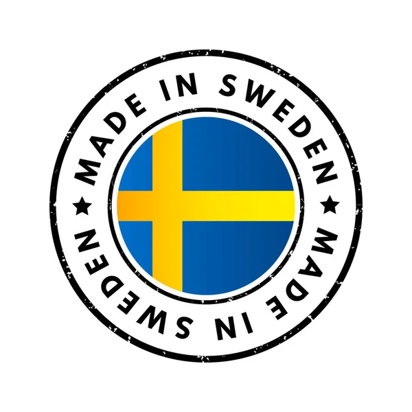 Badge Emblème Texte Made Sweden Fond Concept — Image vectorielle