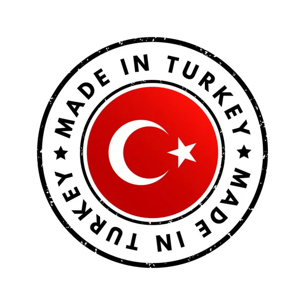 Insigne Emblème Texte Made Turkey Fond Concept — Image vectorielle