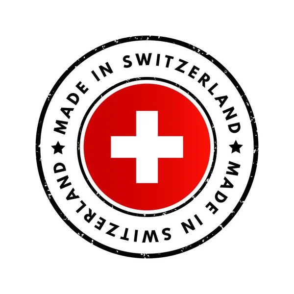 Made Switzerland Crachá Emblema Texto Fundo Conceito — Vetor de Stock