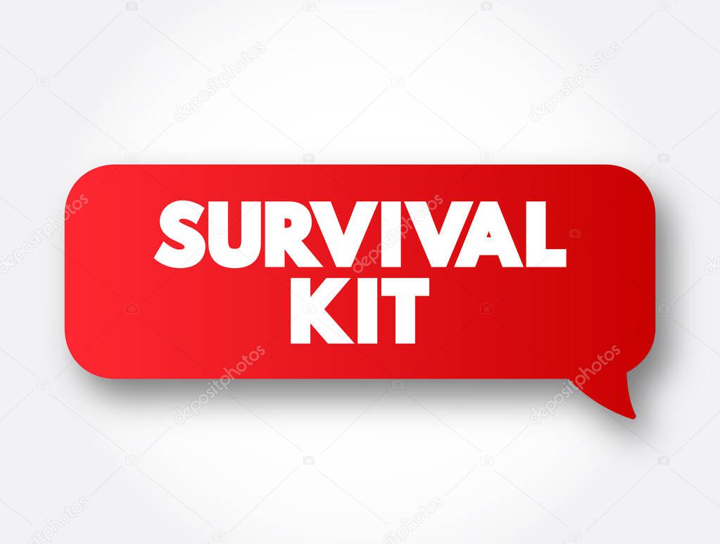 Survival Kit text message bubble, concept background