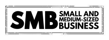 SMB - Küçük ve Orta Büyüklükteki İşletmeler - personel sayıları belli sınırların altına düşen işletmelerdir, kısaltma metin damgası konsepti arka plan