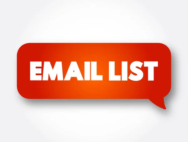 Email List Collection Email Addresses Text Concept Message Bubble — Vector de stoc