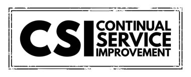 CSI Sürekli Hizmet Geliştirme - bilişim süreci ve hizmetlerini daha iyi hale getirme fırsatlarını tanımlama ve çalıştırma yöntemi, kısaltma metin damgası