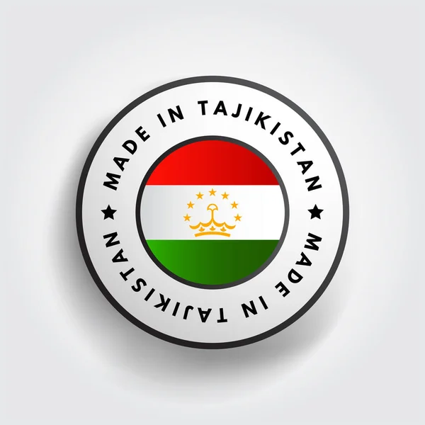 Insigne Emblème Texte Fabriqué Tadjikistan Arrière Plan Concept — Image vectorielle