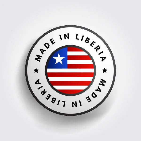Made Liberia Text Emblem Abzeichen Konzept Hintergrund — Stockvektor