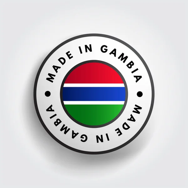 Badge Emblème Texte Made Gambia Fond Concept — Image vectorielle