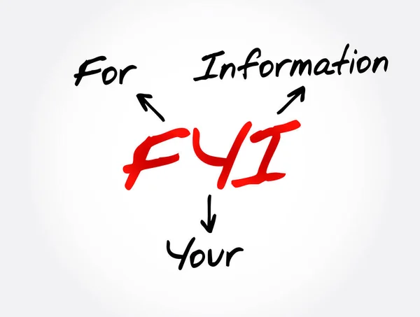 Fyi Pro Vaše Informace Akronym Obchodní Koncept Pozadí — Stockový vektor
