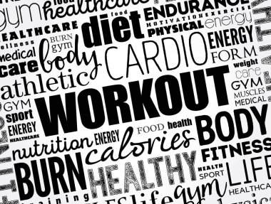 Kolaj kelimesi bulut kolajı, fitness, sağlık konsepti