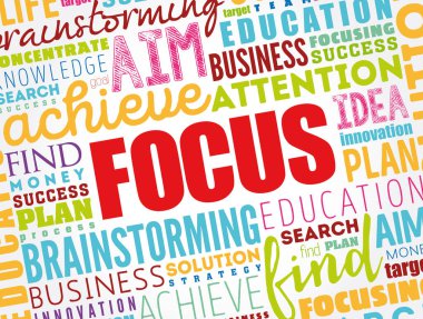 FOCUS kelime bulut kolajı, iş konsepti geçmişi