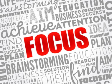 FOCUS kelime bulut kolajı, iş konsepti geçmişi