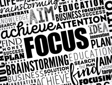 FOCUS kelime bulut kolajı, iş konsepti geçmişi