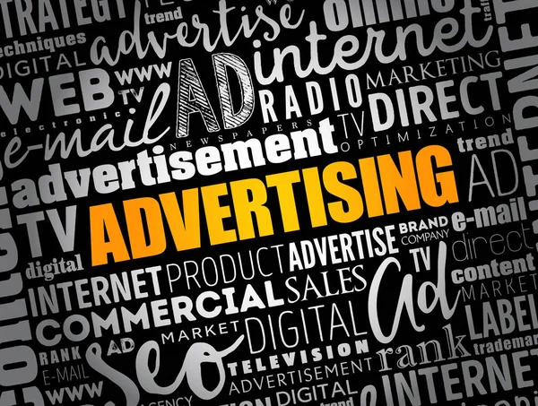 Advertising Ord Moln Kreativ Affärsidé Bakgrund — Stock vektor