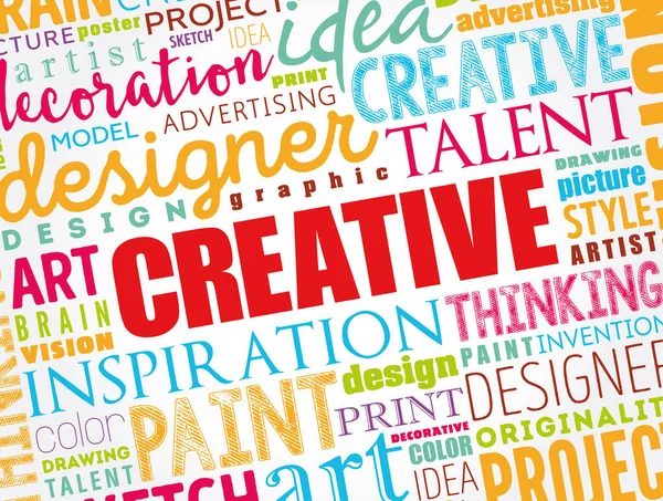Creative Nuvem Palavras Fundo Conceito Negócio Criativo — Vetor de Stock