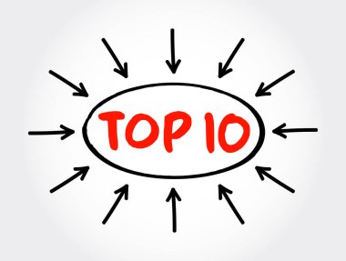 Oklu en iyi 10 metin, sunum ve raporlar konsepti