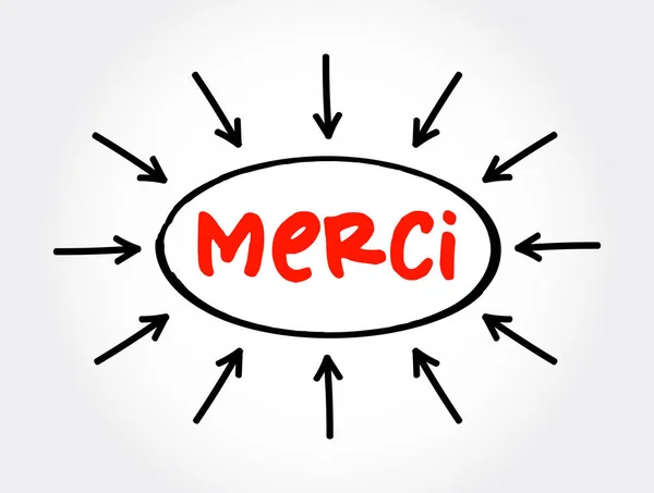 Merci Gracias Francés Texto Con Flechas Concepto Para Presentaciones Informes — Vector de stock