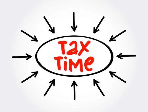Tax Time Tekst Met Pijlen Business Concept Voor Presentaties Rapporten — Stockvector