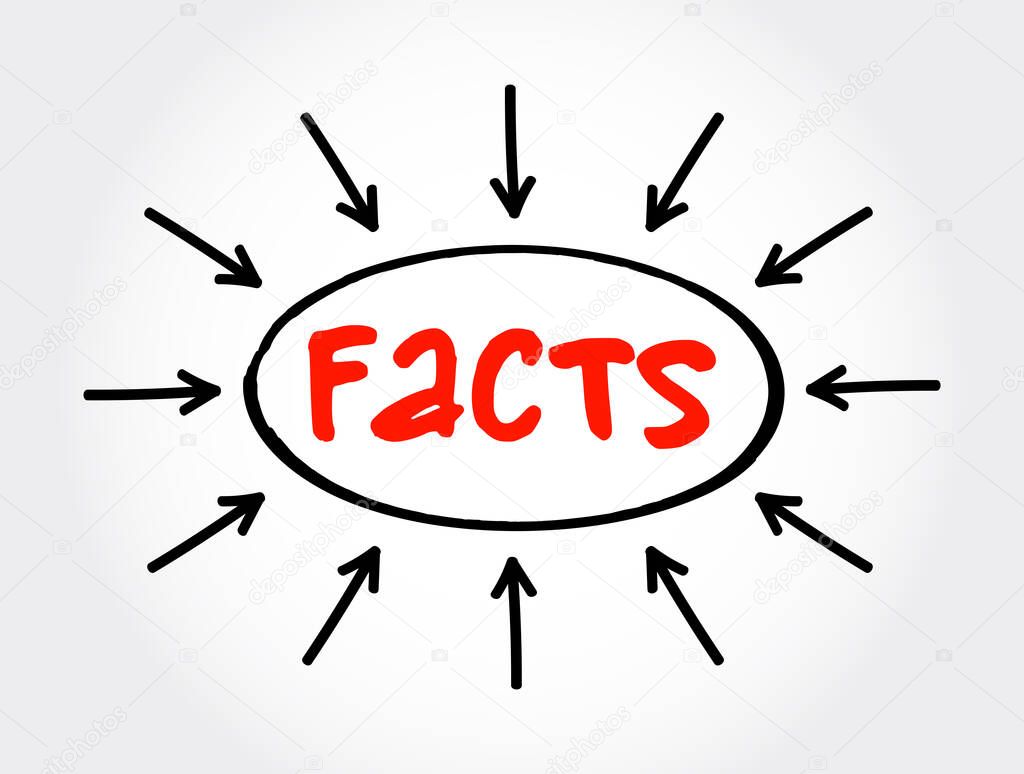 Facts text with arrows, concept for presentations and reports