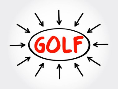 Oklu golf metni, sunum ve raporlar için spor kavramı