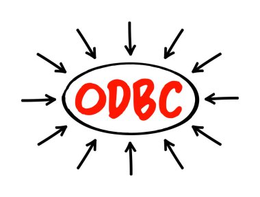 ODBC - Oklarla Veritabanı Bağlantısı kısayolu metni aç, sunum ve raporlar için teknoloji kavramı