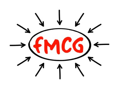 FMCG Hızlı Taşınan Tüketici Ürünleri - hızlı satılan ürünler ve nispeten düşük maliyetli, oklu kısaltma metni