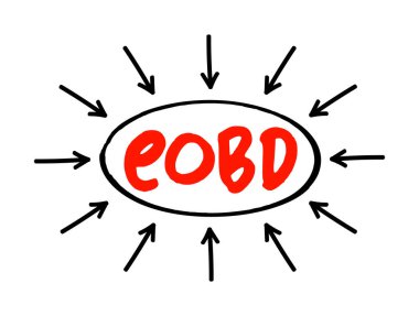 EOBD - İş Gününün Sonu Kısaltma metni, oklu, sunum ve raporlar için iş kavramı