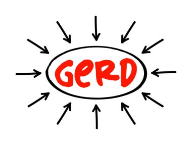 GERD - Gastroözofageal Reflü Okları olan kısaltma metni, sunum ve raporlar için tıbbi kavram