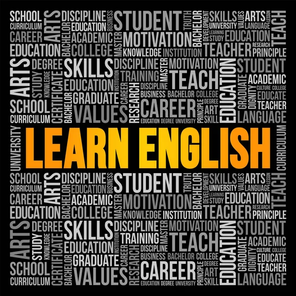 Aprender Inglés Word Cloud Education Concept Background — Archivo Imágenes Vectoriales