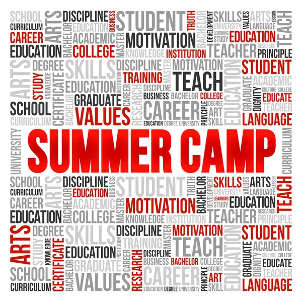 Summer Camp Ord Moln Collage Utbildning Koncept Bakgrund — Stock vektor