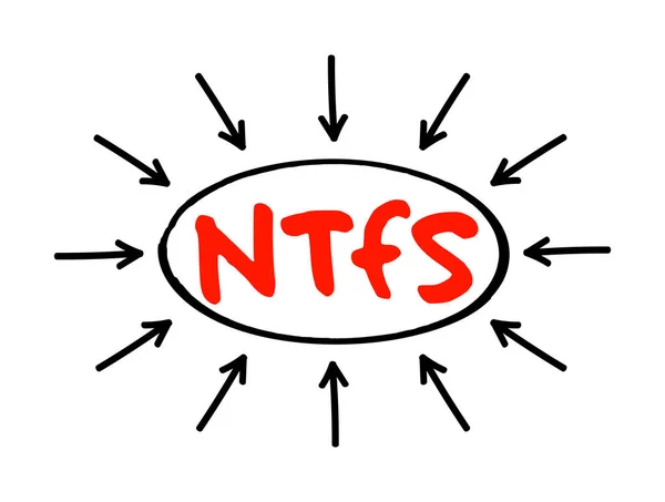 Ntfs Teks Akronim Sistem Berkas Teknologi Baru Dengan Panah Konsep - Stok Vektor