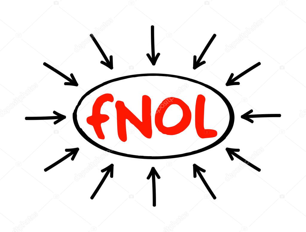 FNOL - First Notice Of Loss acronym text with arrows, business concept for presentations and reports