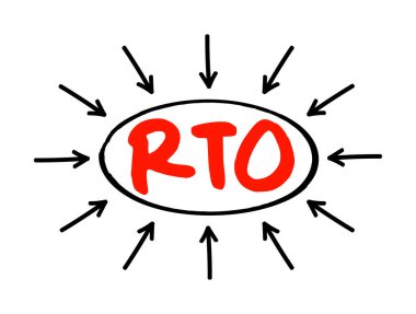 RTO Kurtarma Zaman Hedefi - gerçek zaman süreçlerini bir felaketten sonra kabul edilebilir bir hizmet seviyesinde, oklu kısaltma metinde geri getirmek zorundadır