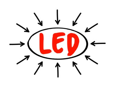 LED Işık Emici Diyot - Akım içinden geçtiğinde ışık yayan yarı iletken ışık kaynağı, oklu kısaltma metni