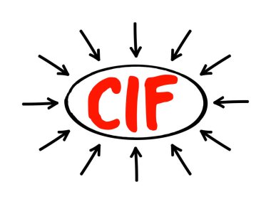 CIF Maliyet Sigortası Taşımacılığı - satıcı, mal sevkiyat limanında demiryolundan geçerken sözleşmenin kendilerine düşen kısmını teslim eder, oklu kısaltma metni