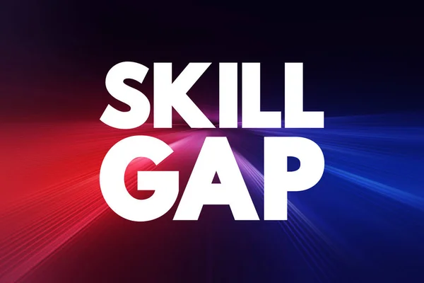 Skills Gap is a gap between the skills an employee has and the skills he or she actually needs to perform a job well, text concept background