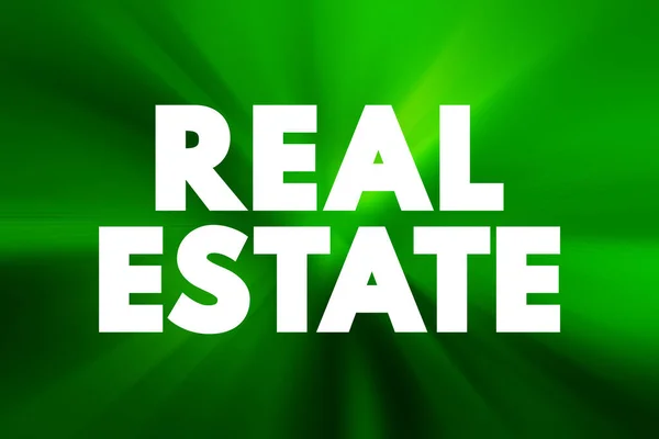 Real estate - form of real property, land along with any permanent improvements attached to the land, including water, trees, minerals, buildings, homes, fences, and bridges, text concept