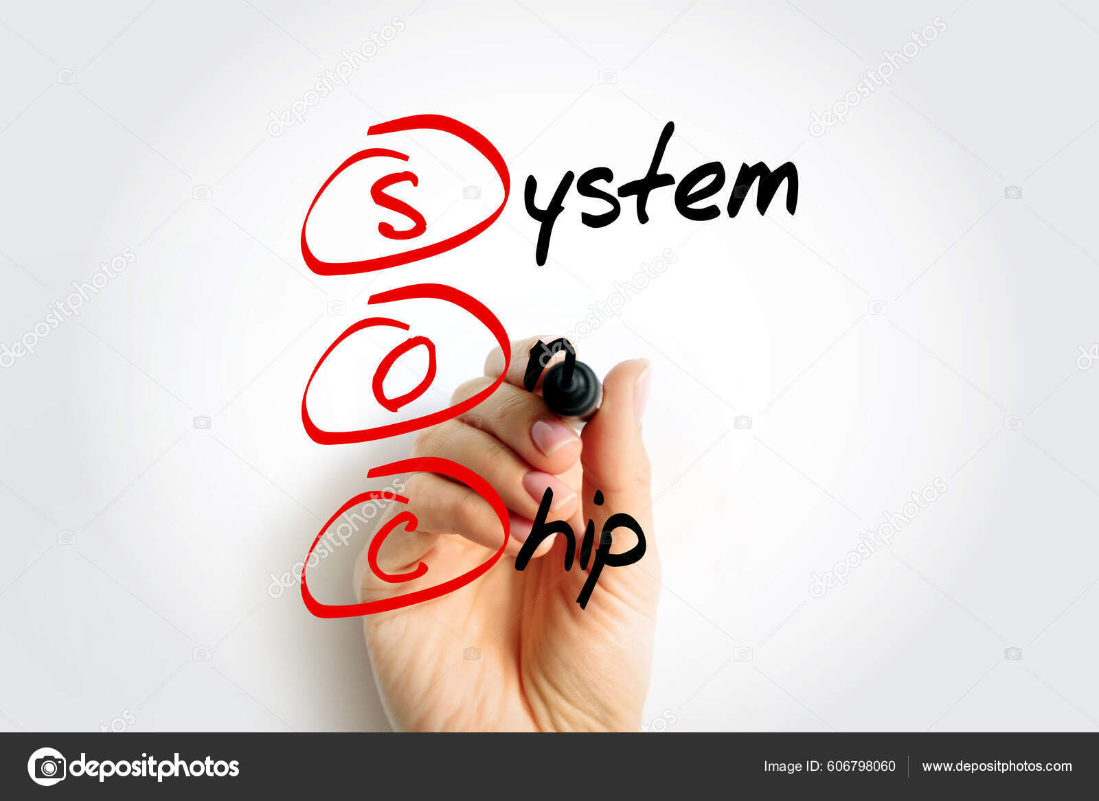 Soc System Chip Acronym Technology Concept Background Stock Photo by