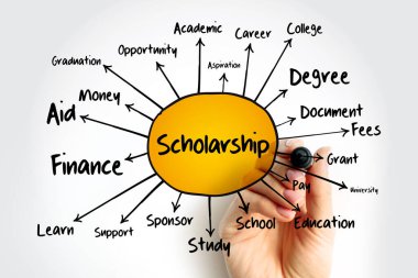 Burs zihin haritası akış şeması, sunumlar ve raporlar için eğitim kavramı