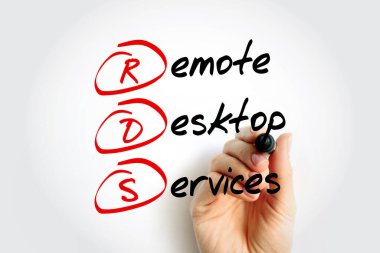 RDS - Remote Desktop Services acronym with marker, technology concept background clipart