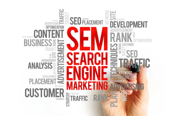 Sem Search Engine Marketing Word Cloud Business Concept Background —  Fotos de Stock