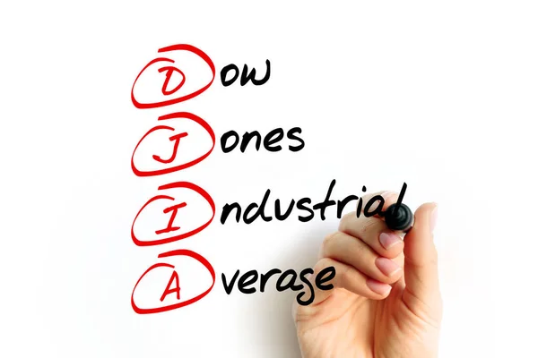 Djia Dow Jones Acrónimo Medio Industrial Fondo Del Concepto Negocio —  Fotos de Stock