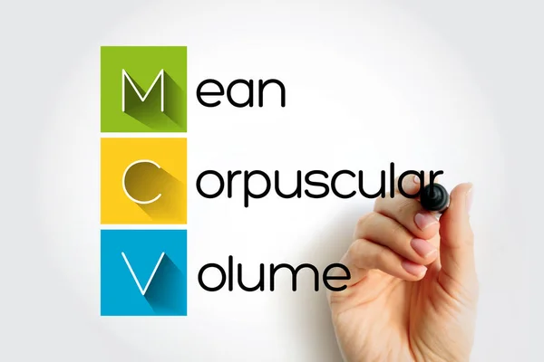 MCV Mean Corpuscular Volume - measure of the average volume of a red blood corpuscle, acronym concept