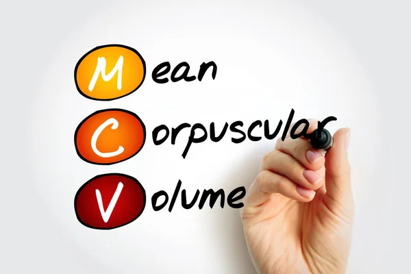 MCV Mean Corpuscular Volume - measure of the average volume of a red blood corpuscle, acronym text concept background