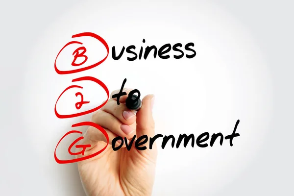 B2G Business To Government - trade between the business sector as a supplier and a government body as a customer, acronym text with marker