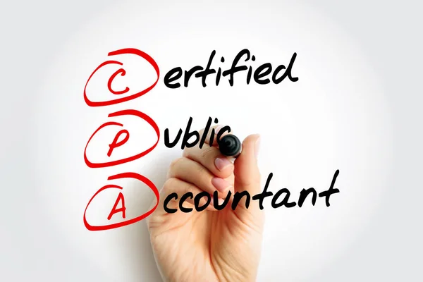 Cpa Certified Public Accountant Bezeichnung Für Lizenzierte Wirtschaftsprüfer Akronym Textkonzept — Stockfoto